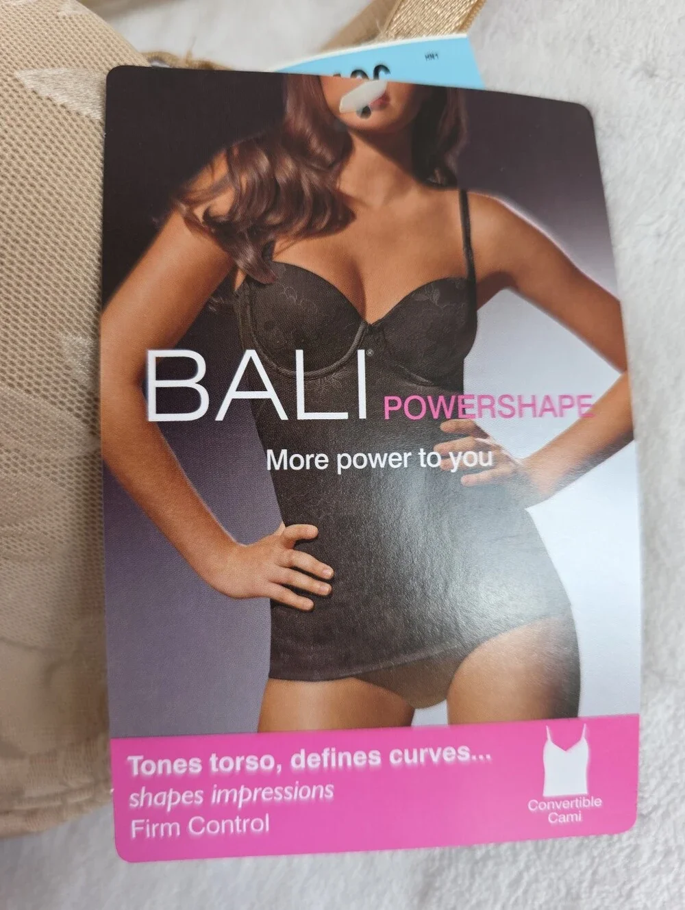 Bali PowerShaper Tan Floral Lace Torso Bodysuit with Tummy Control Size 40C